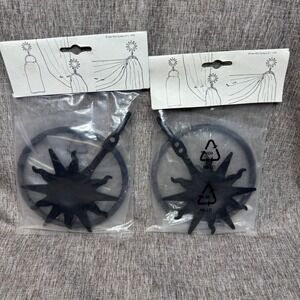 VNTG IKEA 1992 Sun Curtain Tieback Rings Black Celestial Sunburst Set of 2 NOS